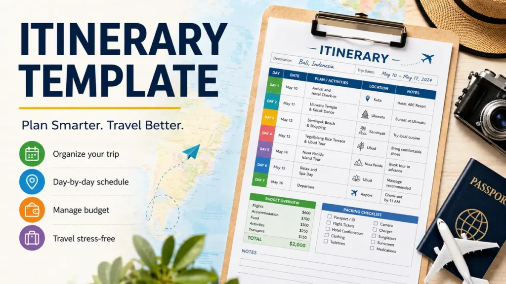 Itinerary Template: Plan Any Trip Step by Step