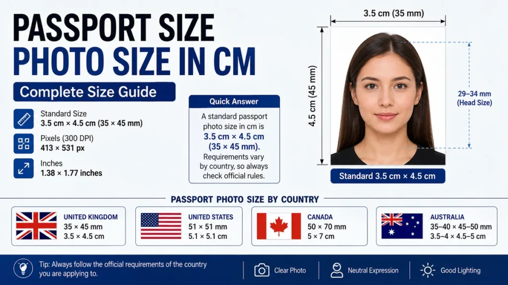 passport size photo size in cm: Complete Size Guide