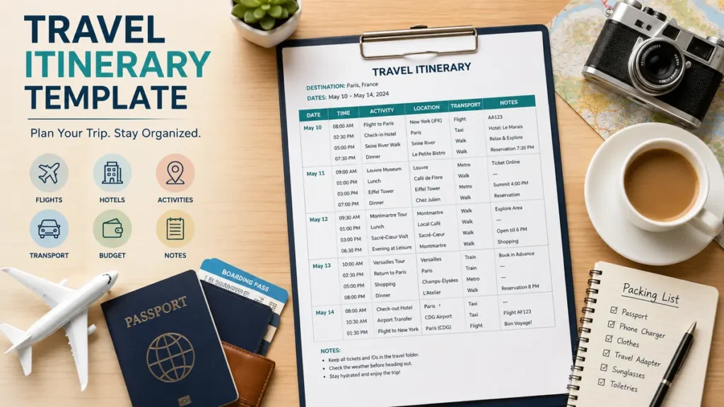 Travel Itinerary Template: Plan Any Trip Easily