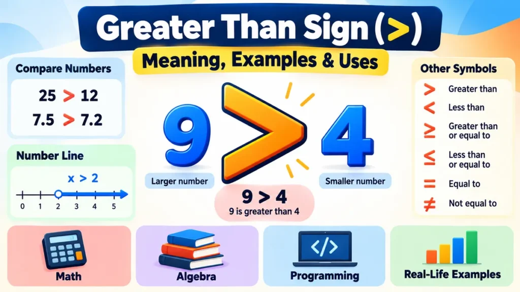 greater than sign (>): Meaning, Examples & Uses