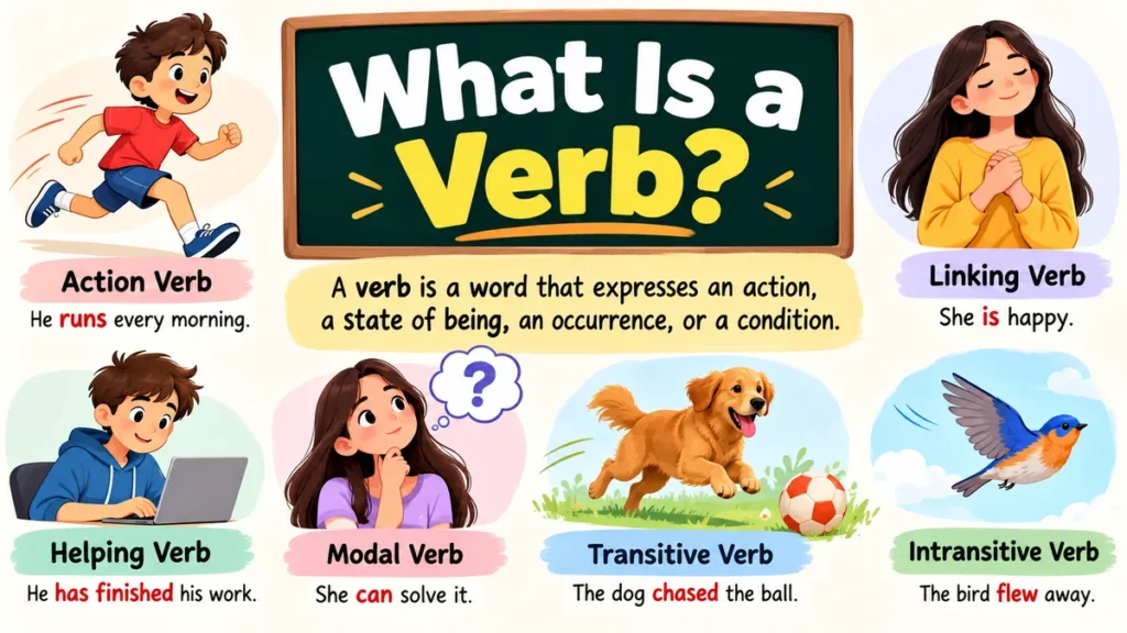 what is a verb? Definition, Types, and Examples